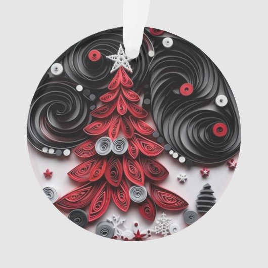 3d Quilled Paper Art Kerstboom en Sneeuwvlokken Ornament (voorkant)