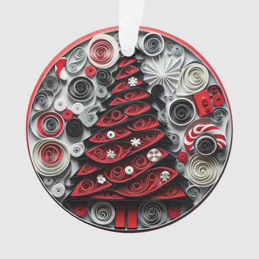 3d Quilled Paper Art Kerstboom en Sneeuwvlokken Ornament (voorkant)