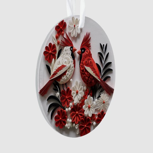 3D Quilled Papier Art Kardinaal Ornament (voorkant)