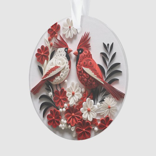 3D Quilled Papier Art Kardinaal Ornament (voorkant)