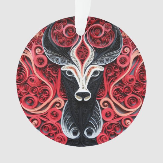 3D Quilled Papier Kunst Herten Ornament (voorkant)