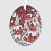 3d Quilled Papier Kunst Kerstdorp Ornament (voorkant)