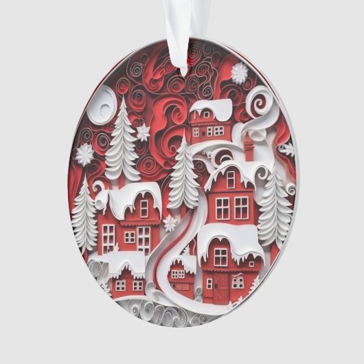 3d Quilled Papier Kunst Kerstdorp Ornament (voorkant)