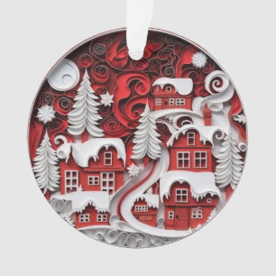 3d Quilled Papier Kunst Kerstdorp Ornament