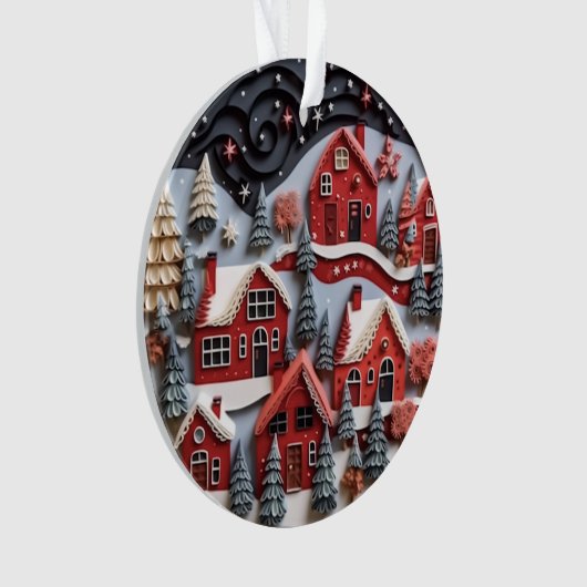 3d Quilled Papier Kunst Kerstdorp Ornament (voorkant)