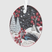 3d Quilled Papier Kunst Kerstmislandschap Ornament (voorkant)