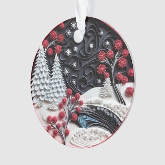 3d Quilled Papier Kunst Kerstmislandschap Ornament (voorkant)