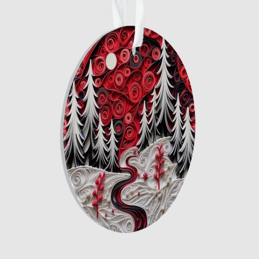 3d Quilled Papier Kunst Kerstmislandschap Ornament (voorkant)