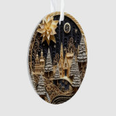 3d Quilling Effect Kerstdorp Ornament (voorkant)