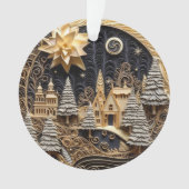 3d Quilling Effect Kerstdorp Ornament (voorkant)