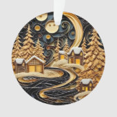 3d Quilling Effect Kerstdorp Ornament (voorkant)