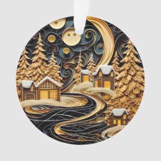 3d Quilling Effect Kerstdorp Ornament