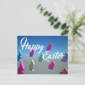 3D Rabbit Happy Easter Tender Pastel Colors Feestdagenkaart (Staand voorkant)