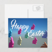 3D Rabbit Happy Easter Tender Pastel Colors Feestdagenkaart (Voorkant / Achterkant)