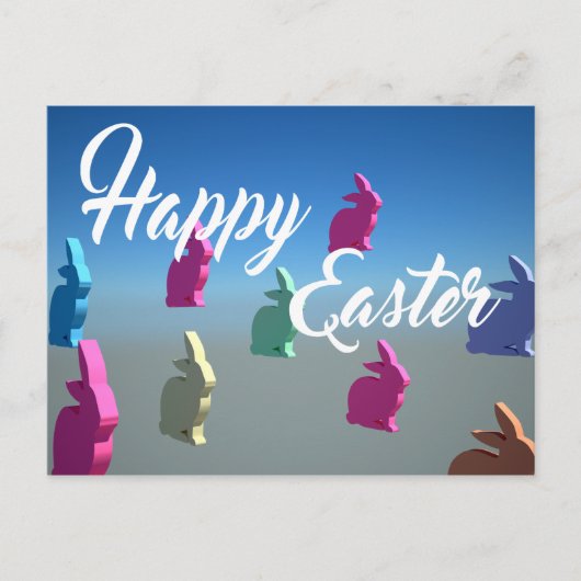 3D Rabbit Happy Easter Tender Pastel Colors Feestdagenkaart (Voorkant)
