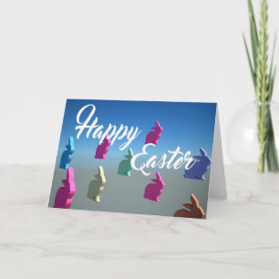 3D Rabbits Happy Paast Pastel Colour Card Feestdagen Kaart