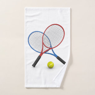 3D-rackets en -wedstrijden met blauwe en rode tenn Handdoek