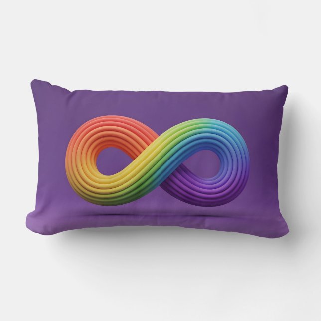 3D Rainbow Infinity Symbool Autisme Neurodiversite Kussen (Voorkant)