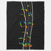 3D Rainbow Musical Notes-score op zwart Fleece Deken (Voorkant)