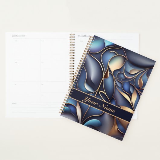 3D Ranken Muster blau goldfarben Planner (Display)