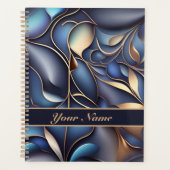 3D Ranken Muster blau goldfarben Planner (Voorkant)