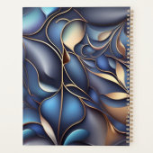 3D Ranken Muster blau goldfarben Planner (Achterkant)