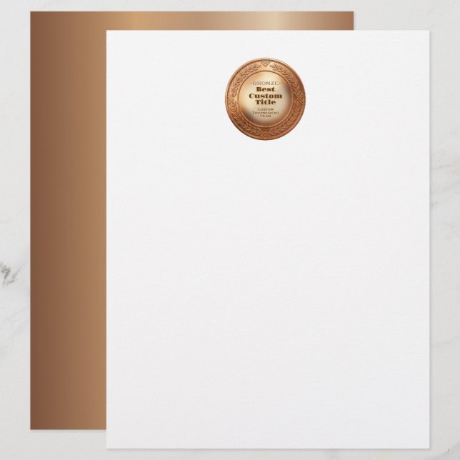 3D Realistisch Bronzen Medaille Aangepaste Bewerkb Briefhoofd (Voorkant / Achterkant)