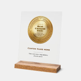 3D Realistisch Gouden Medaille Aanpasbare Ondersch Acryl Bord