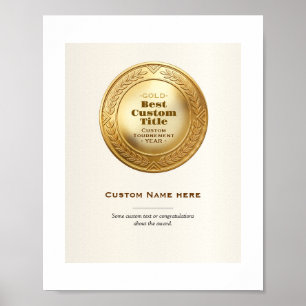 3D Realistisch Gouden Medaille Aanpasbare Ondersch Poster
