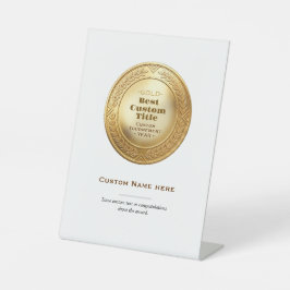3D Realistisch Gouden Medaille Aanpasbare Ondersch Reclamebord Met Voetstuk