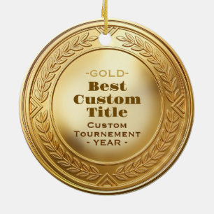 3D realistische gouden medaille aangepaste bewerkb Keramisch Ornament