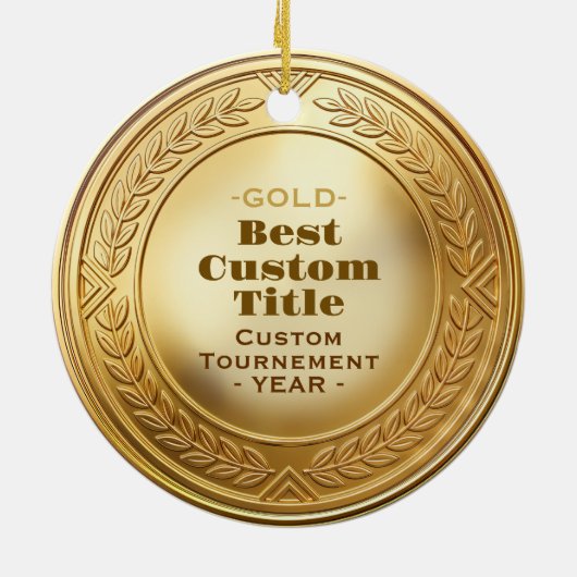 3D realistische gouden medaille aangepaste bewerkb Keramisch Ornament (Achterkant)