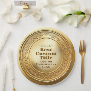 3D realistische gouden medaille aangepaste bewerkb Papieren Bordje