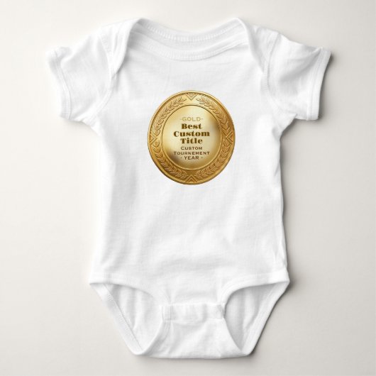 3D realistische gouden medaille aangepaste bewerkb Romper (Voorkant)