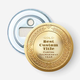 3D Realistische Gouden Medaille Aanpasbare Ondersc Button Flesopener