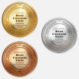 3D Realistische Gouden Medaille Aanpasbare Ondersc Labels