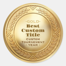 3D Realistische Gouden Medaille Aanpasbare Ondersc Ronde Sticker