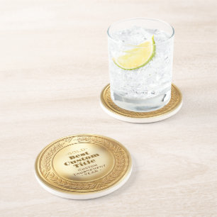 3D Realistische Gouden Medaille Aanpasbare Ondersc Zandsteen Onderzetter