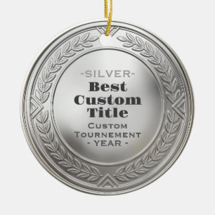3D Realistische Zilveren Medaille Aanpasbare Onder Keramisch Ornament