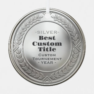 3D Realistische Zilveren Medaille Aanpasbare Onder Metalen Ornament