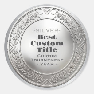 3D Realistische Zilveren Medaille Aanpasbare Onder Ronde Sticker