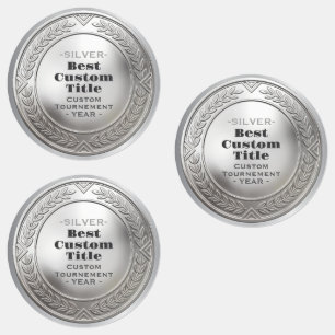 3D Realistische Zilveren Medaille Aanpasbare Prijs Labels