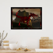 3D Red Dragon Poster (Keuken)
