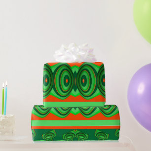 ~ 3D Red Green Fractal ~ Kerstmis Cadeaupapier