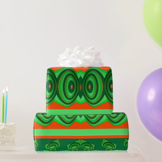 ~ 3D Red Green Fractal ~ Kerstmis Cadeaupapier (Feestgeschenken)