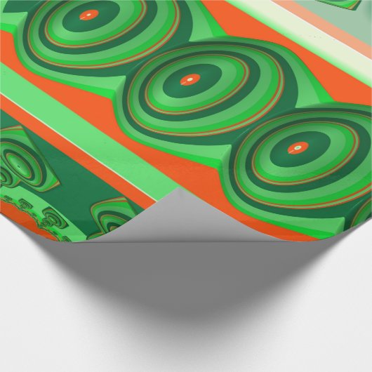 ~ 3D Red Green Fractal ~ Kerstmis Cadeaupapier (Hoek)
