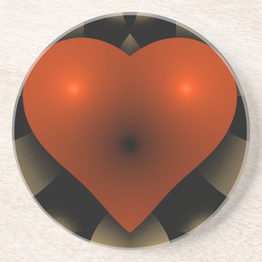 3D Red Heart Zandsteen Onderzetter (Voorkant)