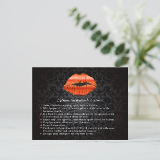 3D Red Lips Beauty Salon Makeup Instruction Tips Briefkaart (Staand voorkant)