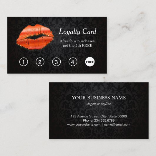 3D Red Lips Make-up Salon Loyalty Punch Kaart (Voorkant / Achterkant)