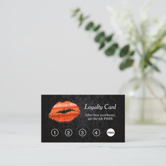 3D Red Lips Make-up Salon Loyalty Punch Kaart (Staand voorkant)